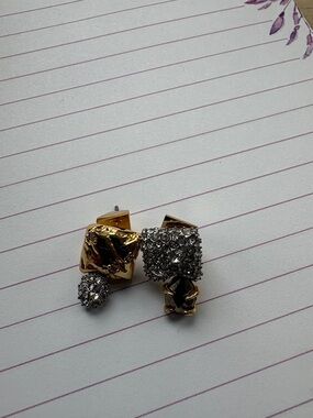 ALEXIS BITTAR • Crystal Mismatched Pyrite Crystal Post Stud Earrings